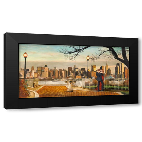 Lovers in New York Black Modern Wood Framed Art Print by Benson, Pierre