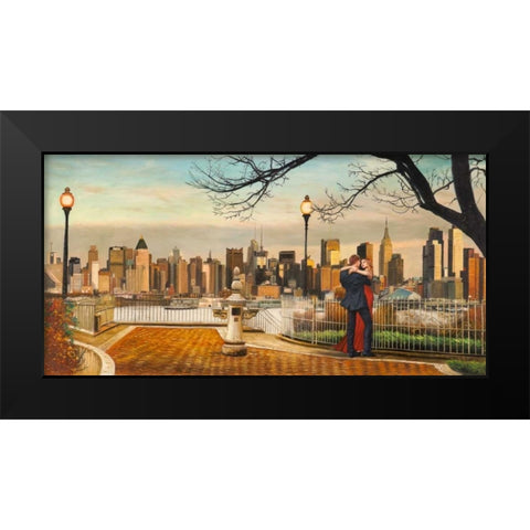 Lovers in New York Black Modern Wood Framed Art Print by Benson, Pierre