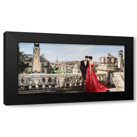 Lovers in Paris Black Modern Wood Framed Art Print by Benson, Pierre