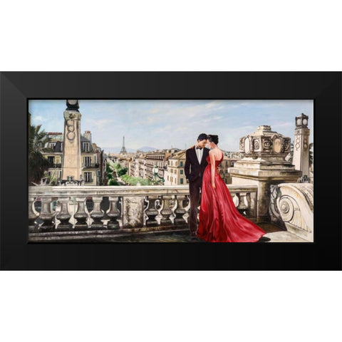 Lovers in Paris Black Modern Wood Framed Art Print by Benson, Pierre