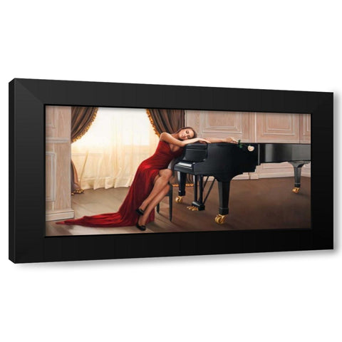 Sweet reverie Black Modern Wood Framed Art Print with Double Matting by Benson, Pierre