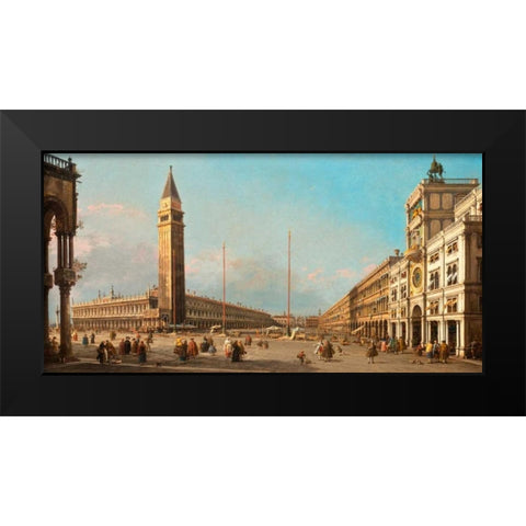 Piazza San Marco Looking South and West Black Modern Wood Framed Art Print by Canaletto