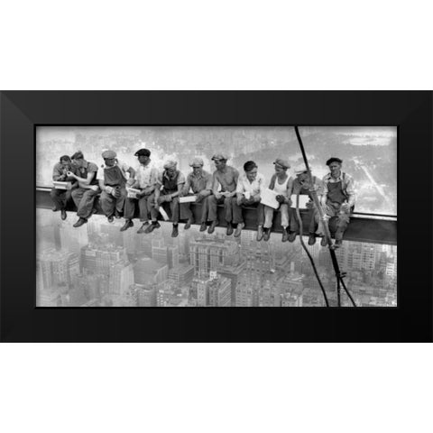 New York Construction Workers Lunching on a Crossbeam 1932 Black Modern Wood Framed Art Print by Ebbets, Charles C.
