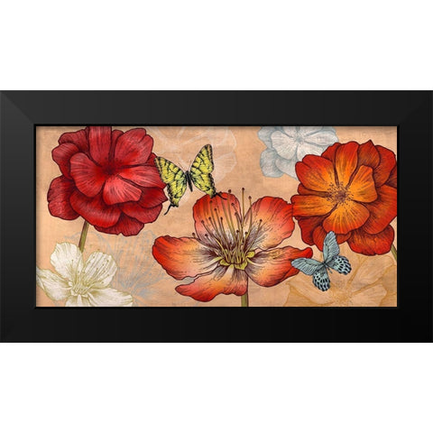 Flowers and Butterflies (Neutral)  Black Modern Wood Framed Art Print by Grant, Eve C.