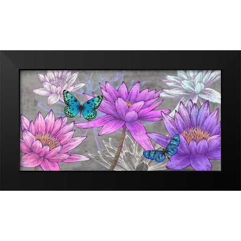 Nympheas and Butterflies (Ash) Black Modern Wood Framed Art Print by Grant, Eve C.