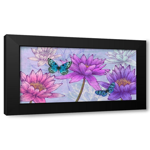 Nympheas and Butterflies Black Modern Wood Framed Art Print by Grant, Eve C.