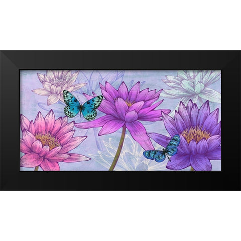 Nympheas and Butterflies Black Modern Wood Framed Art Print by Grant, Eve C.