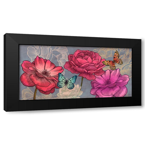 Roses and Butterflies (Ash) Black Modern Wood Framed Art Print by Grant, Eve C.