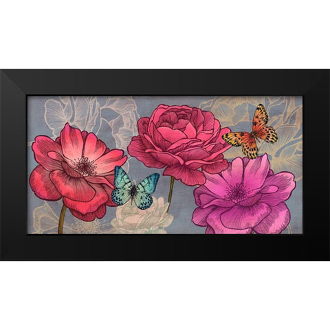 Roses and Butterflies (Ash) Black Modern Wood Framed Art Print by Grant, Eve C.