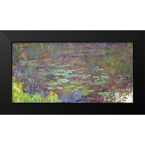 Waterlilies at Sunset Black Modern Wood Framed Art Print by Monet, Claude