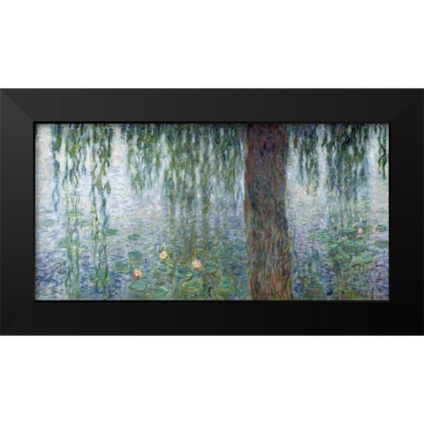 Morning with Weeping Willows II (detail) Black Modern Wood Framed Art Print by Monet, Claude