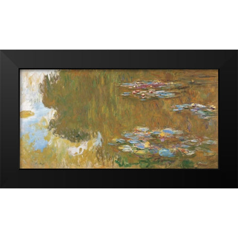 The Water Lily Pond Black Modern Wood Framed Art Print by Monet, Claude