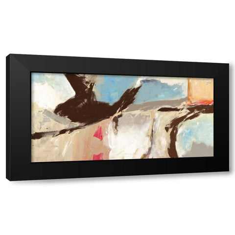 Aqua and Greige Black Modern Wood Framed Art Print by Olin, Chaz