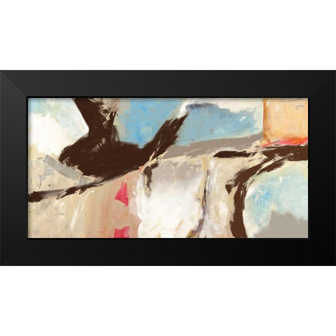 Aqua and Greige Black Modern Wood Framed Art Print by Olin, Chaz