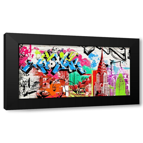 Pop Manhattan Black Modern Wood Framed Art Print with Double Matting by Teller, Skip