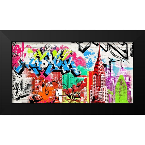 Pop Manhattan Black Modern Wood Framed Art Print by Teller, Skip