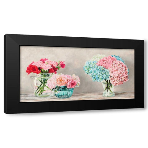 Fleurs et Vases Blanc Black Modern Wood Framed Art Print with Double Matting by Dellal, Remy