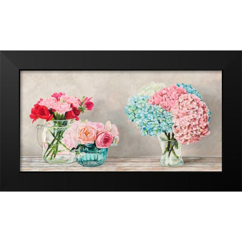 Fleurs et Vases Blanc Black Modern Wood Framed Art Print by Dellal, Remy