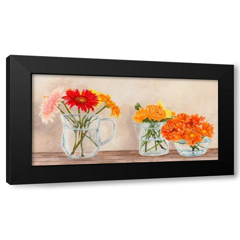Fleurs et Vases Jaune Black Modern Wood Framed Art Print by Dellal, Remy