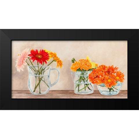 Fleurs et Vases Jaune Black Modern Wood Framed Art Print by Dellal, Remy