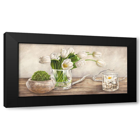 Arrangement with Tulips Black Modern Wood Framed Art Print with Double Matting by Remy, Dellal