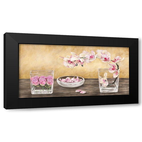 Orchids and Roses Arrangement Black Modern Wood Framed Art Print with Double Matting by Remy, Dellal