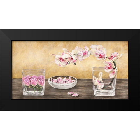 Orchids and Roses Arrangement Black Modern Wood Framed Art Print by Remy, Dellal