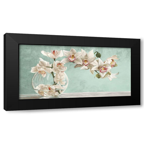 Orchid Arrangement II (Celadon) Black Modern Wood Framed Art Print with Double Matting by Dellal, Remy