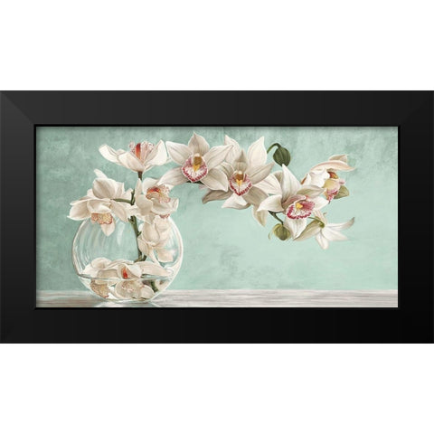 Orchid Arrangement II (Celadon) Black Modern Wood Framed Art Print by Dellal, Remy