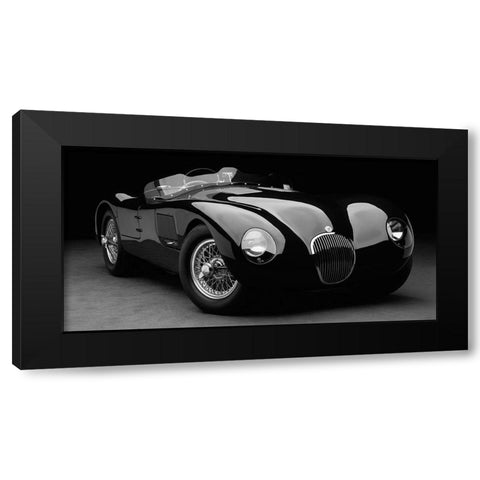 1951 Jaguar C-Type (BW) Black Modern Wood Framed Art Print by Heiny, Don