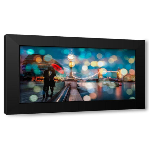 Kissing in London Black Modern Wood Framed Art Print with Double Matting by Loumer, Dianne