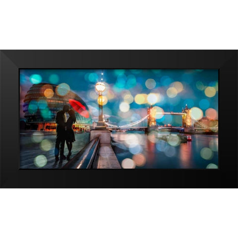 Kissing in London Black Modern Wood Framed Art Print by Loumer, Dianne