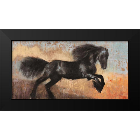 Black Stallion Black Modern Wood Framed Art Print by Moschetta, Dario