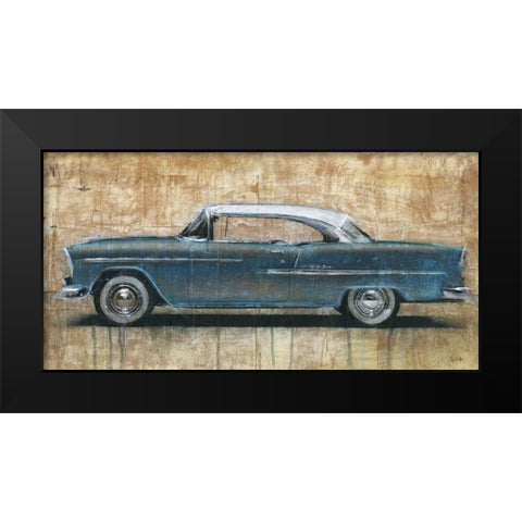 Vintage Blue Black Modern Wood Framed Art Print by Moschetta, Dario