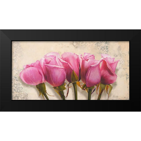 Royal Roses Black Modern Wood Framed Art Print by Dolci, Elena