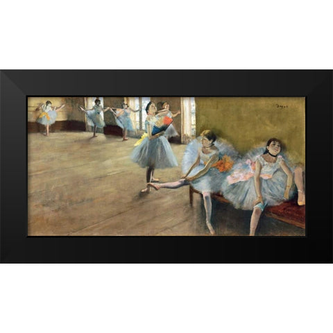 The Dance Class (detail) Black Modern Wood Framed Art Print by Degas, Edgar