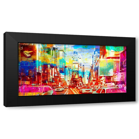 Time Square 2.0 Black Modern Wood Framed Art Print with Double Matting by Chestier, Eric