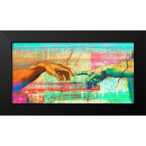Michelangelos Creation of Adam 2.0 - detail Black Modern Wood Framed Art Print by Chestier, Eric
