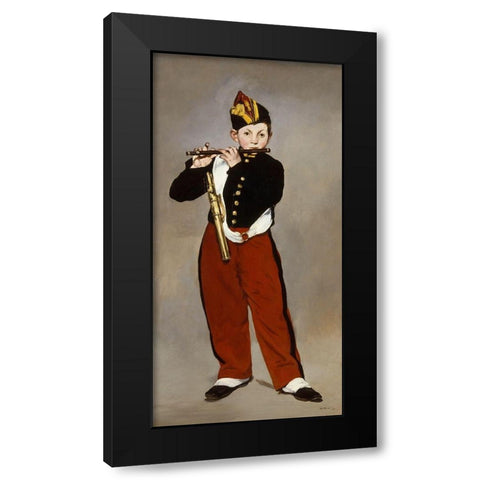 The Young Flautist Black Modern Wood Framed Art Print by Manet, Edouard