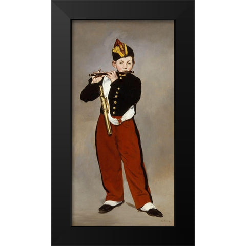 The Young Flautist Black Modern Wood Framed Art Print by Manet, Edouard