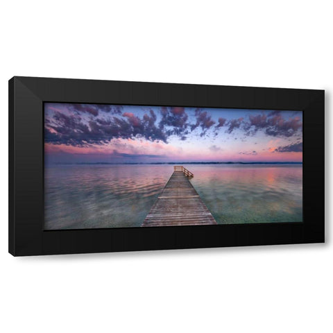 Boat ramp and filigree clouds, Bavaria, Germany Black Modern Wood Framed Art Print with Double Matting by Krahmer, Frank