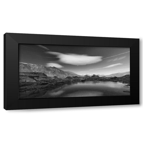 Think Blue Black Modern Wood Framed Art Print with Double Matting by Ferrua, Fulvio