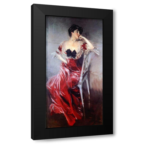 Miss Bell Black Modern Wood Framed Art Print with Double Matting by Boldini, Giovanni