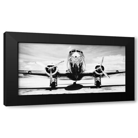 Passenger Airplane on Runway Black Modern Wood Framed Art Print by Gendreau, Philip