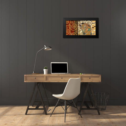 The Embrace-Gold Black Modern Wood Framed Art Print by Klimt, Gustav
