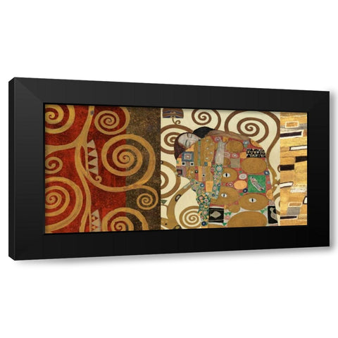 The Embrace-Gold Black Modern Wood Framed Art Print by Klimt, Gustav