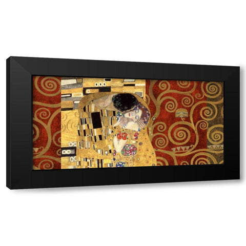 The Kiss-Gold Black Modern Wood Framed Art Print with Double Matting by Klimt, Gustav