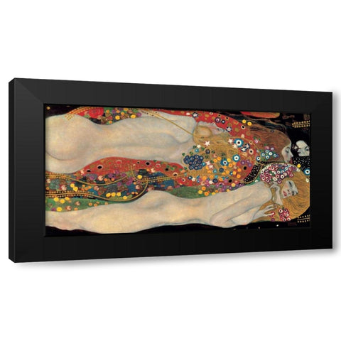 Sea Serpents Black Modern Wood Framed Art Print by Klimt, Gustav