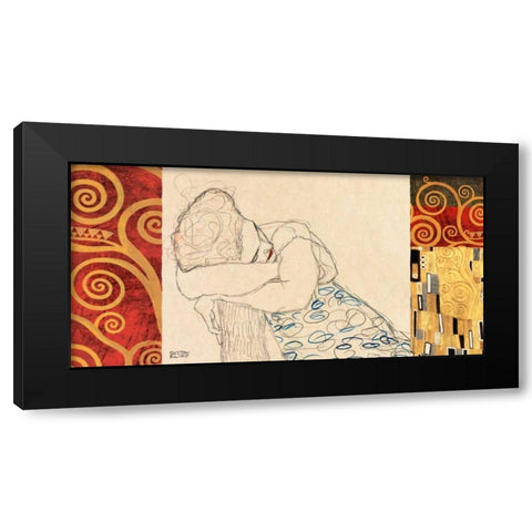 Woman Resting Black Modern Wood Framed Art Print by Klimt, Gustav