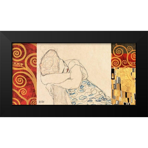 Woman Resting Black Modern Wood Framed Art Print by Klimt, Gustav